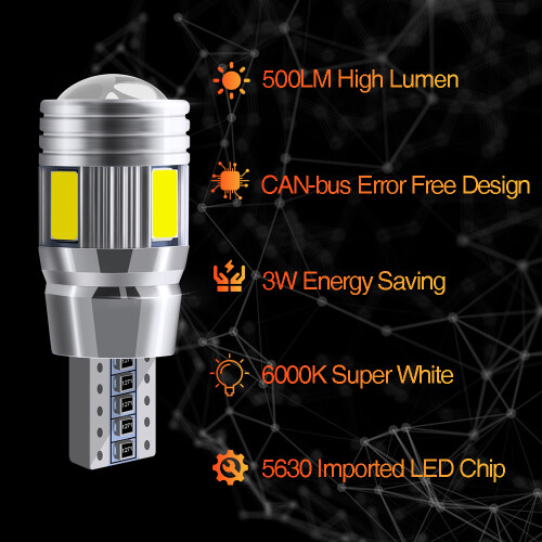 2τμχ T10 W5W 194 168 Πλαϊνό φως αυτοκινήτου Led CANBUS Χωρίς σφάλμα Εσωτερι 1