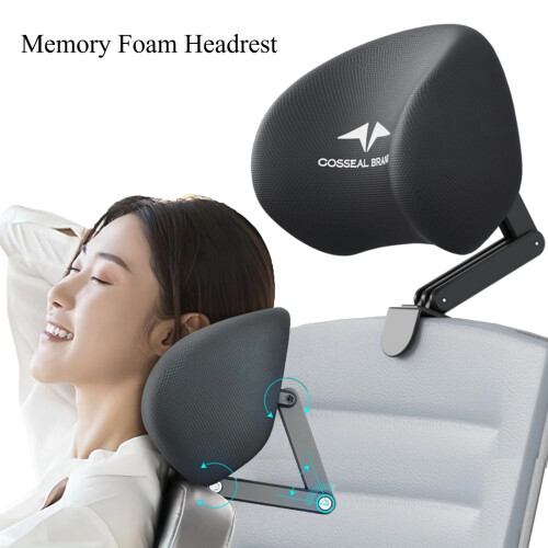 Memory Foam Headrest with Adjustable Height,Angle,Heavy-Duty Office Chair Headrest Attachment,Compatible with Desk,Computer 1