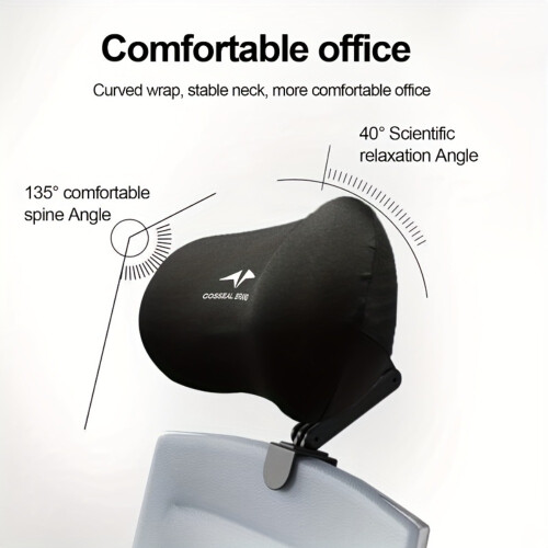 Memory Foam Headrest with Adjustable Height,Angle,Heavy-Duty Office Chair Headrest Attachment,Compatible with Desk,Computer 2