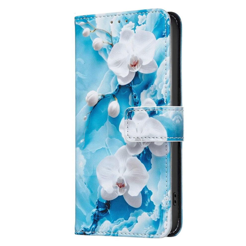 Leather Wallet Case With Magnetic Closure, Card Holder, Flip Stand Â Flower For Samsung Galaxy A24 4G Blue 9199774088954