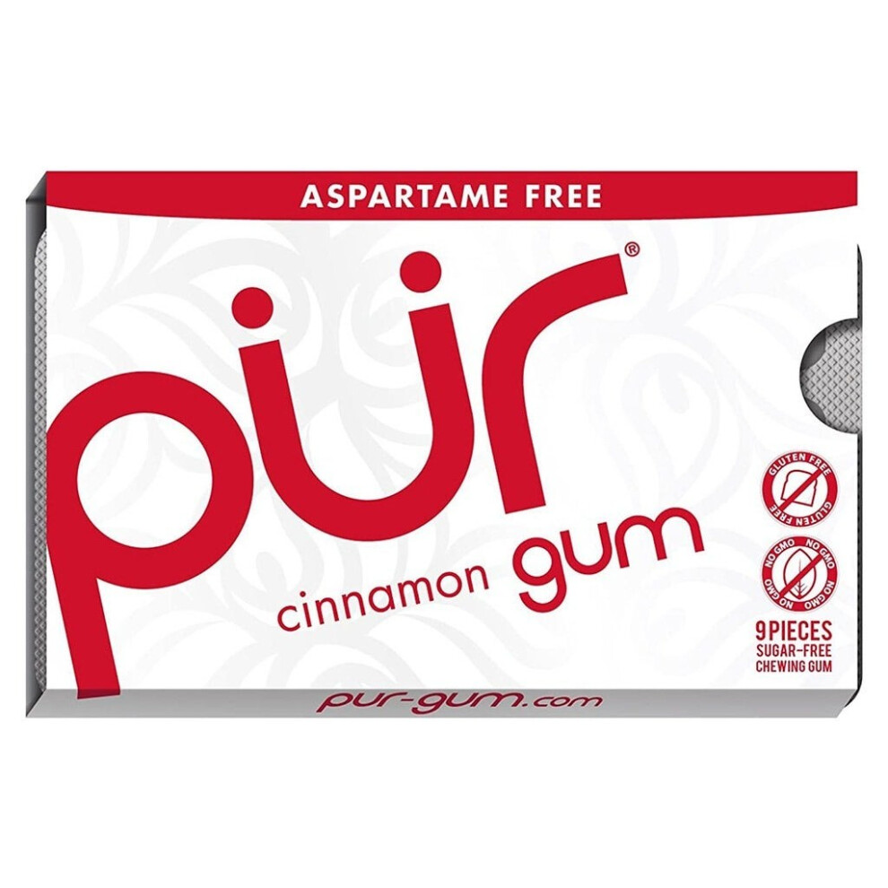 Pur Cinnamon Chewing gum | Sugar & Aspartame Free With Xylitol | 9Pcs