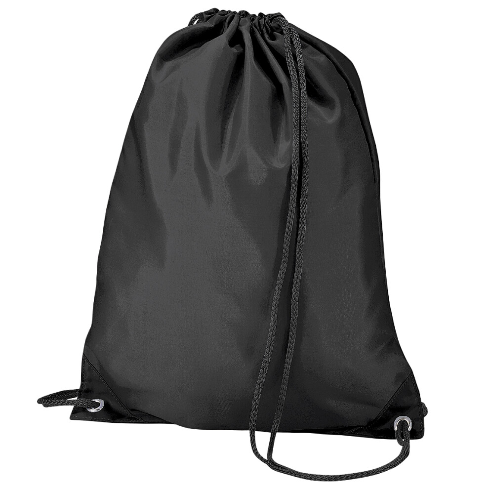 (One Size, Black) BagBase Budget Water Resistant Sports Gymsac Drawstring Bag (11L) (Pack of 2)