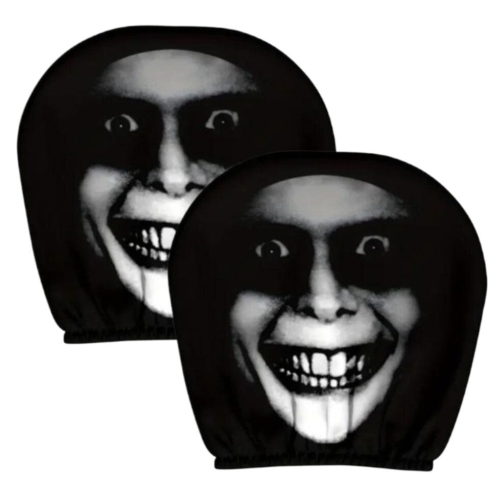2Pcs Halloween Car Headrest Covers Funny Scary Stretch Fit For Suv Sedan Interior Decor Black 9189345199028