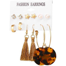 Acrylic Paint RIC Earring Set for Women, Long Tassel Circle, Stud Earrings Set for Women, Jewellery, Made in China