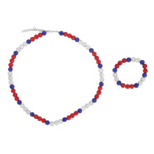 Baseball Bead Necklace and Bracelet Set, Glitter Rhinestone Clay Bead Necklace, Baseball Ice Necklace for Baseball Player Lovers