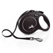 (5m, Black) Flexi New Classic Tape Large Retractable Dog Lead