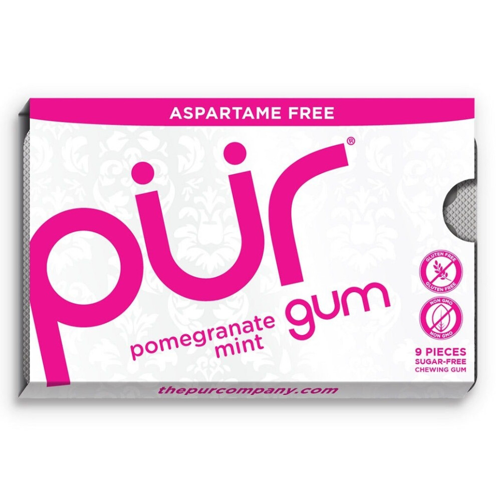 Pomegranate Xylitol Chewing gum | Aspartame & Sugar-Free Pur gum 9 Pieces
