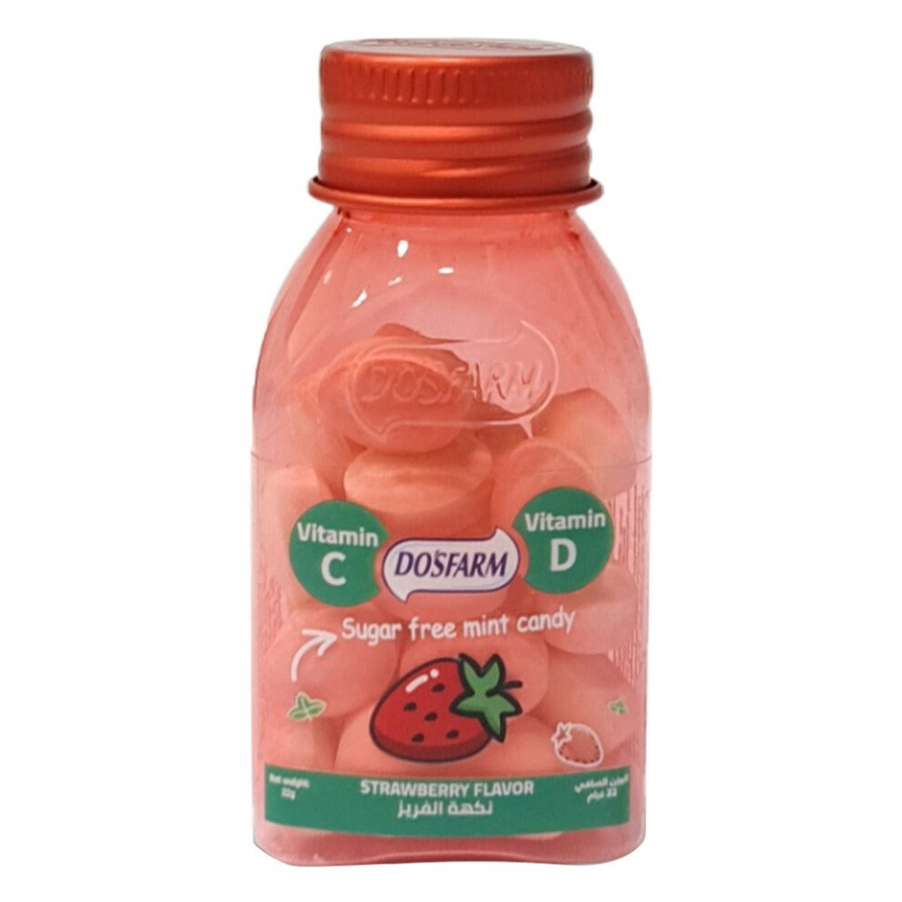 Dosfarm Strawberry Sugar-Free Immunity & Bone Support Candy With Vitamins C & D