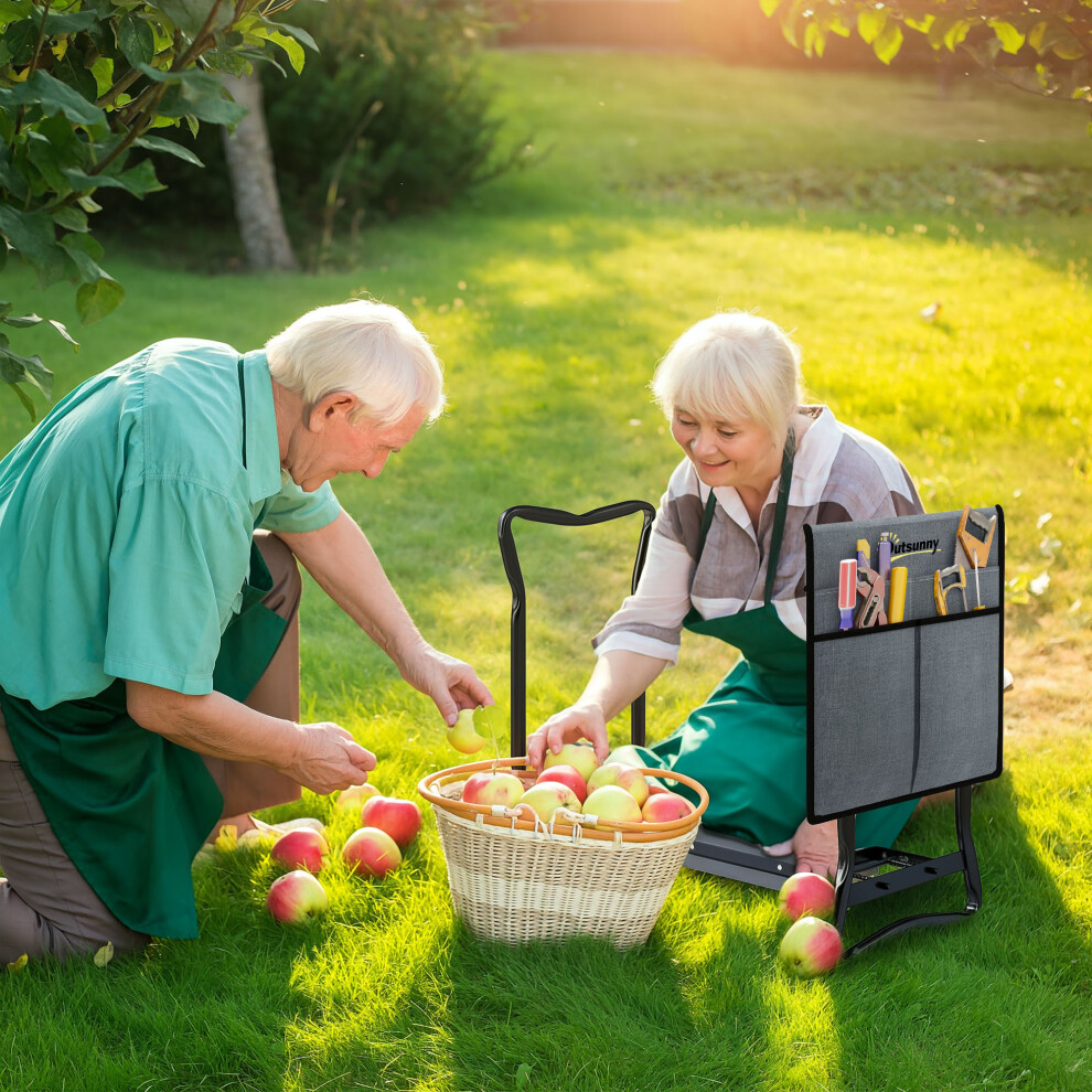 Outsunny Garden Kneeler Foldable Seat Bench Eva Foam Pad With Tool Bag Pouch