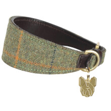 (XS - Neckline: 21cm-24cm, Red/Yellow/Blue) Digby & Fox Checked Tweed Greyhound Dog Collar
