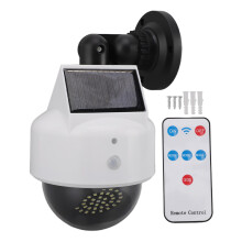 Solar Powered Dummy Security Camera, Simulated Surveillance System With Flashing LED Light Motion Sensor Detection For Indoor Outdoor Home Office