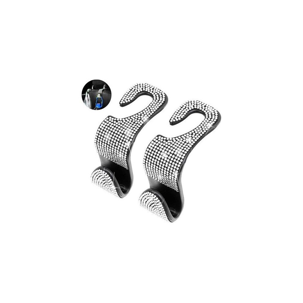 Chic Auto Decor, Crystal Bling Rhinestone Car Back Seat Headrest Hooks, Universal Headrest Hooks, Durable Abs Material, Strong And Durable Backseat Ha 9399812408632