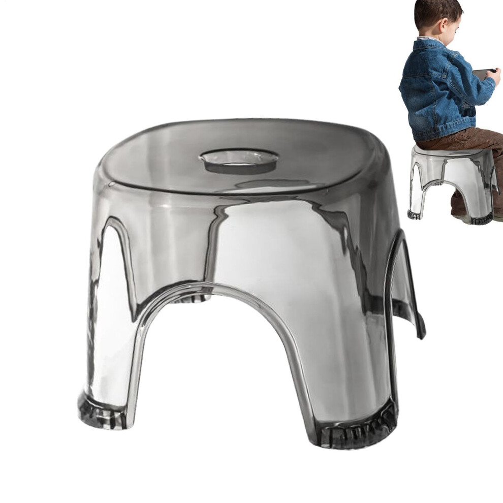 Clear Shower Bench - Non-Slip Waterproof Transparent Stool, 22cm Height Bath Stool for Bathroom Corner, Small Spaces, Crystal Gray