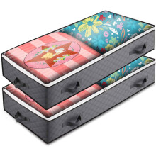 Under-Bed Storage Solutions, Breathable Material Non-Woven Fabric Containers with Reinforced Handles for Off-Season Comforters Clothes Pillows Sweater