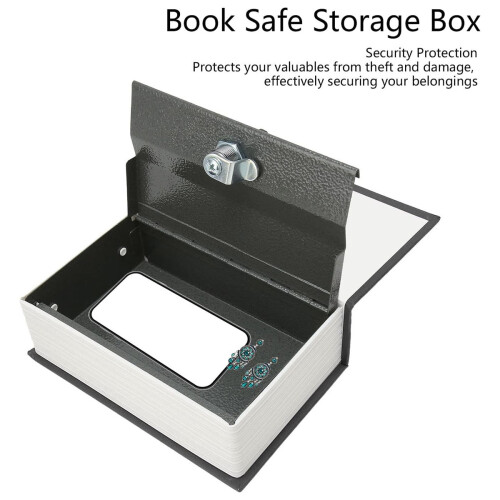 Faux Pages Book Safe, Metal Inner Container with Coded Lock Security Box for Valuables Storage, Disguised Dictionary for Plain Sight Concealment (Blac 2