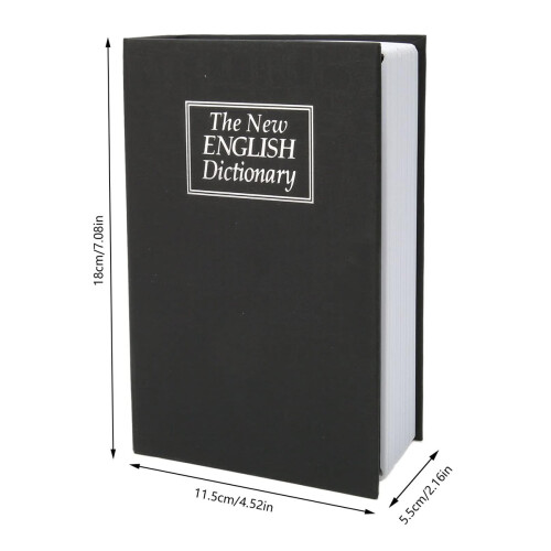 Faux Pages Book Safe, Metal Inner Container with Coded Lock Security Box for Valuables Storage, Disguised Dictionary for Plain Sight Concealment (Blac 1