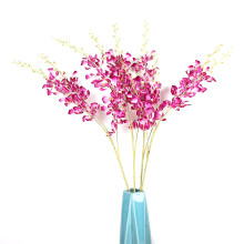 Floraison éternelle : orchidées artificielles jaunes, pétales en soie, tiges en plastique, armature en fil de fer, forme ajustable pour la