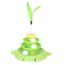Pista per gatti con rulli, bordi resistenti e adatti agli animali domestici, design durevole per gatti da interno, gioco con palla a 3 livelli con