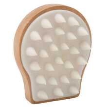 Escova para higiene de animais de estimação, versátil, com cerdas de silicone para limpeza profunda, cabo de bambu, massageador de couro cabeludo
