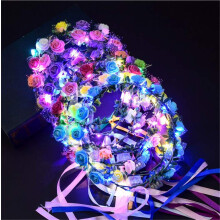 Verstellbarer, leuchtender Blumenkranz, auffälliger künstlicher Haarschmuck im Boho-Stil für verschiedene Anlässe (ca. 17 cm/6,6 Zoll,
