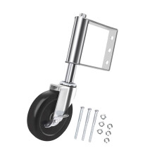 Portable Sturdy Rubber Gate Wheel 360 Degree-5 inch silver