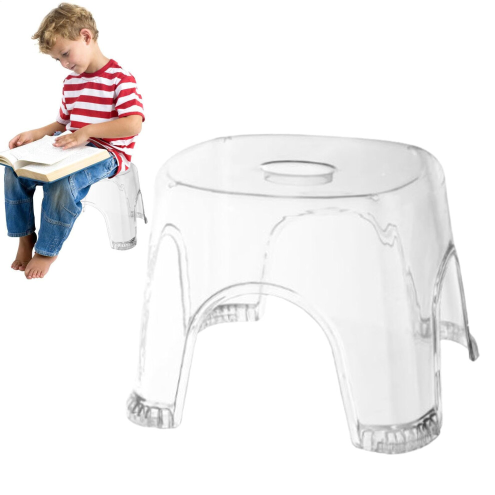 Clear Bathroom Stool 22" Height - Non-Slip Waterproof Transparent Shower Corner Bench - Crystal White Small Space Seating [1 Pack]