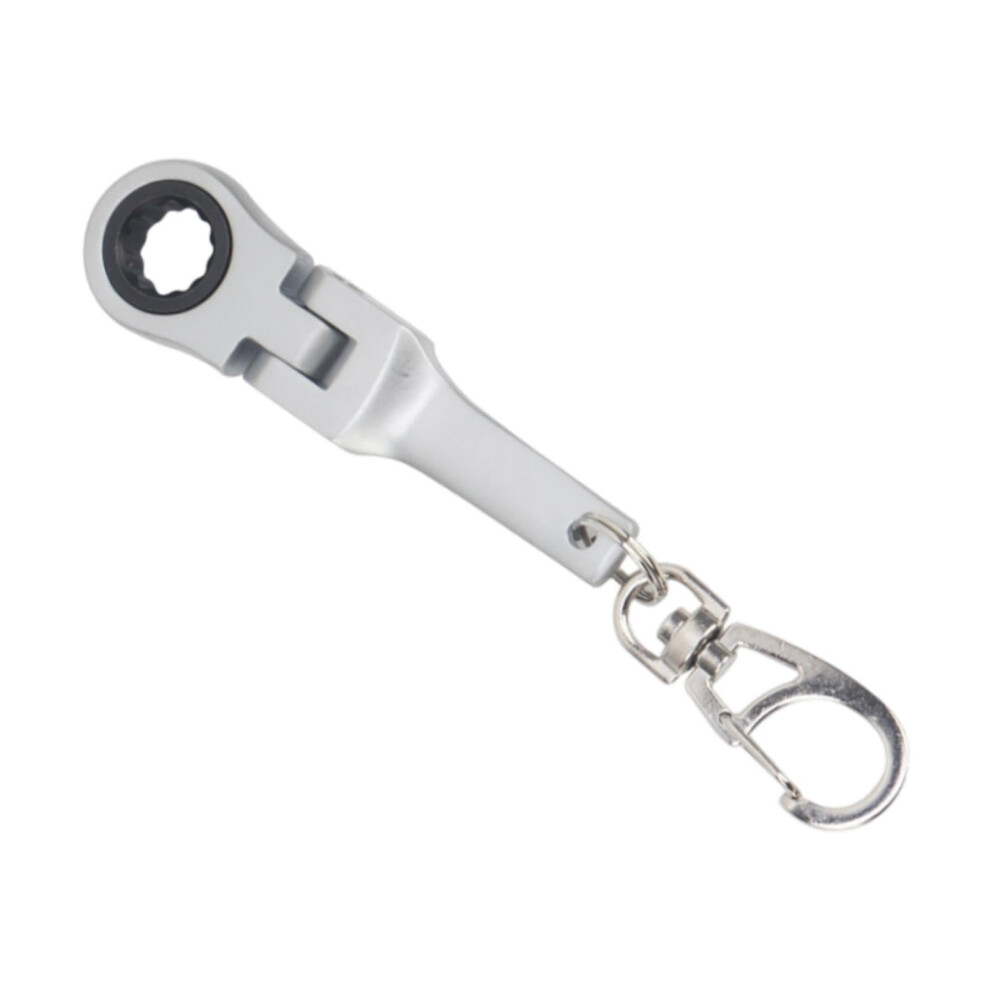 10Mm Ratchet Wrench Keychain Ratcheting Mechanic Gift For Adults Compact Mini Screw Wrench Key Cheese Pendant, Silver 9382693721051