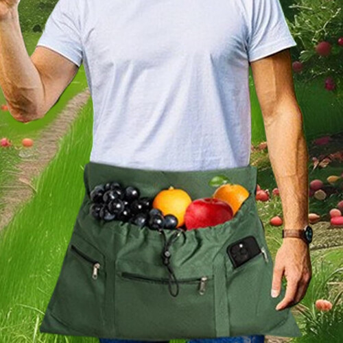 Waterproof Gardening Apron with Multiple Drawstring Pockets and Adjustable Waist Straps 1
