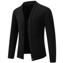 Men's VNeck Cardigan Casual Lightweight Button Down 4XL Black