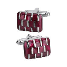 Square red enamel cufflinks, metal buttons, business wedding shirt cufflinks pin men's suit.