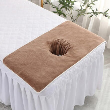 Massage Table Cover Soft Coral Velvet with Face Hole Brown Spa Bed Sheet for Beauty Salon