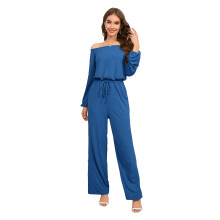 Afslappet Løs Overalls til Kvinder Forår Sommer Langærmet Vide Ben Bukser Jumpsuit Pænt Afslappet Outfits Strækbart Og Åndbart Materiale To