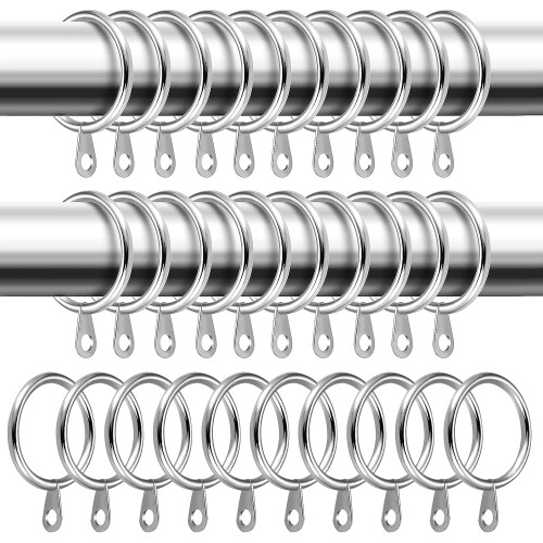 Decorative Window Hardware, Durable Plating Iron Rings, Easy Installation for Hanging Drapery, Wide Application, Rustproof and Sophisticated, Silver,