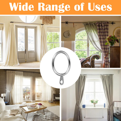 Decorative Window Hardware, Durable Plating Iron Rings, Easy Installation for Hanging Drapery, Wide Application, Rustproof and Sophisticated, Silver, 2