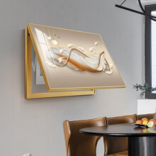 Electrical Panel Cover with Hydraulic Flip, Gold Frame Meter Box Protector, 60x50cm Wall Mount