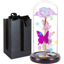 Presente romântico para o Dia dos Namorados: Rosa Eterna em Cúpula de Vidro com Iluminação LED. Presente perfeito de aniversário para mulheres e