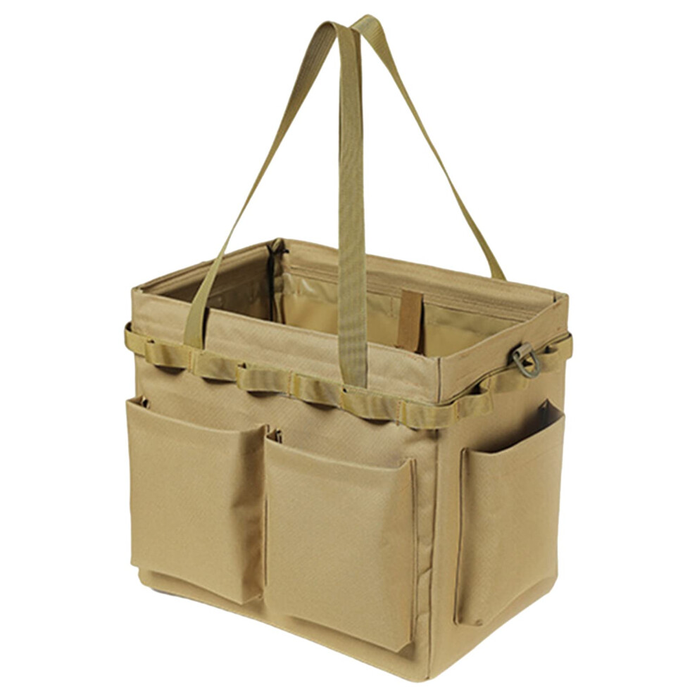 Folding Camping Carry Bag Large Capacity With Hanging Holes Multipocket Toolbox Organizer Khaki 9199774499057