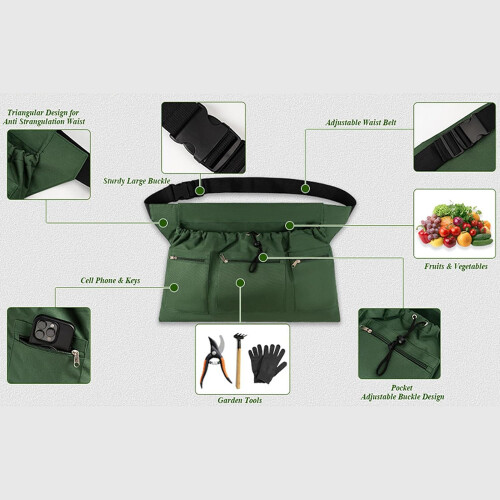 Waterproof Gardening Apron with Multiple Tool Pockets, Adjustable Cross Straps for Fruit Picking 2