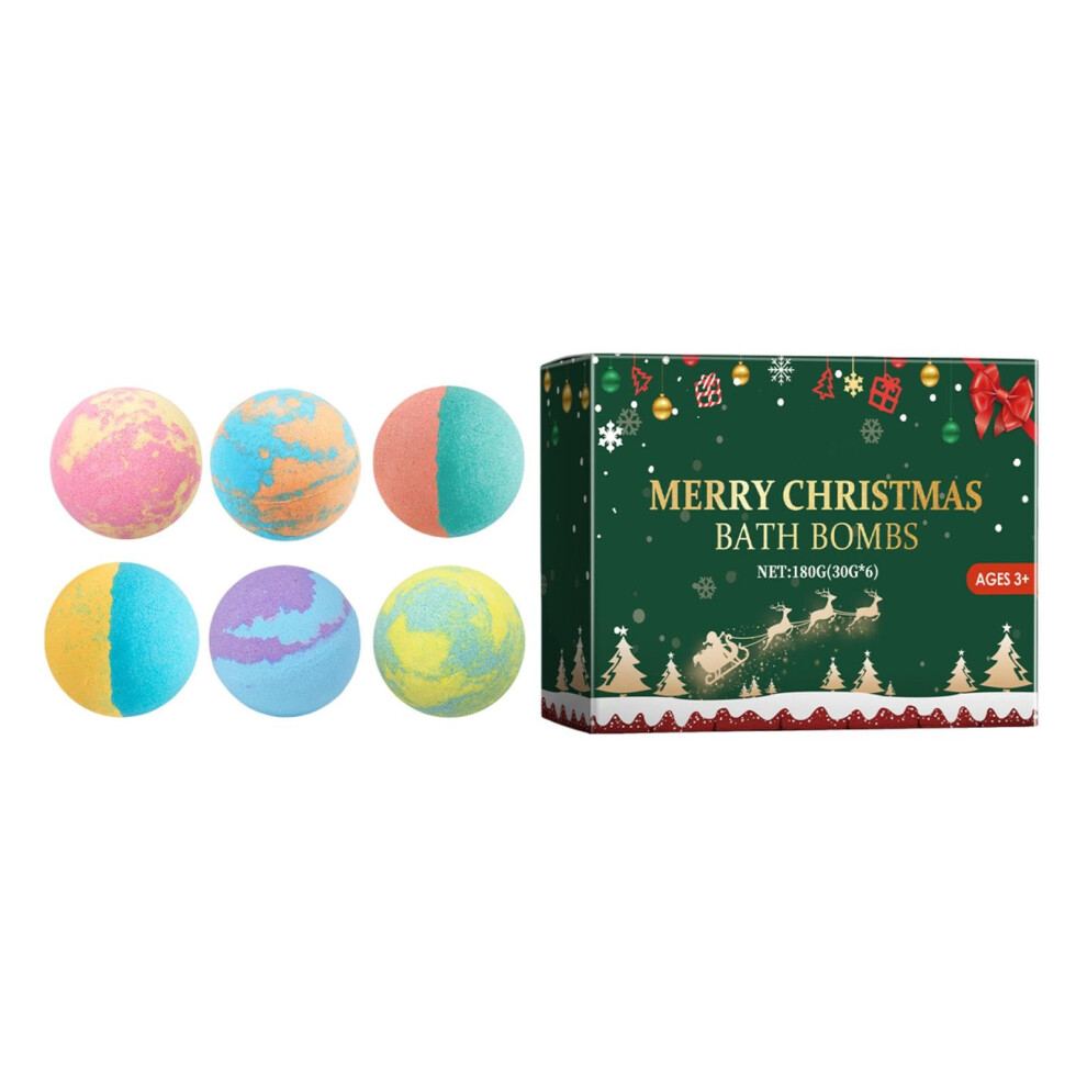 Natural Bath Balls,Christmas Bath Bombs,Bath Bombs For Women,6Pack Bubble Bath Salts,Organic Handmade Bubble Bath Balls