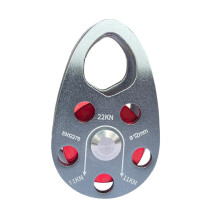 Rock Climbing Pulley Aluminum Alloy 22KN Lightweight Portable Single Fixed Swing Gray Red
