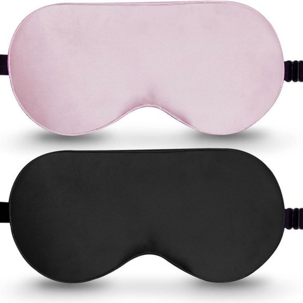 Light 2 Pack Eye Masks With Adjustable Sleep Strap, Mulberry Silk Sleeping Eye Mask, Blocking Reduce Puffy Eyes Travel Gift
