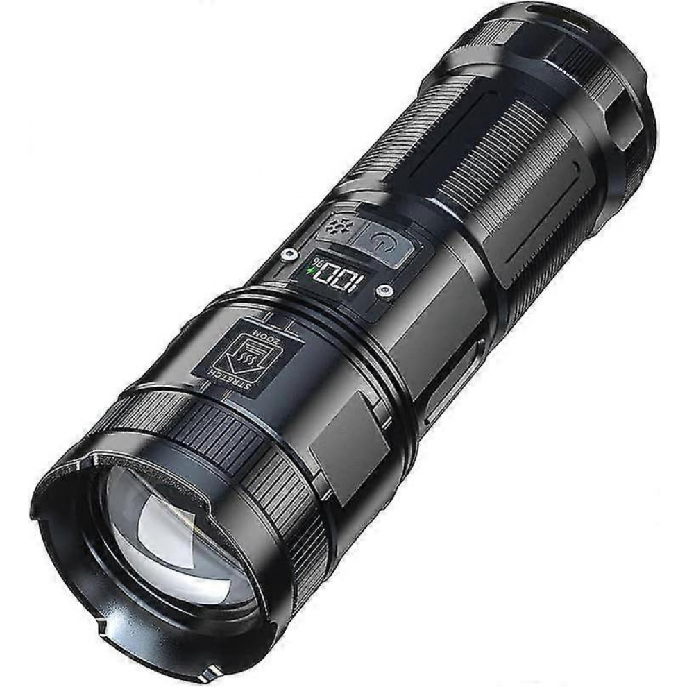 Super Powerful Led Flashlight, 3500 Lumens Rechargeable Torch, Built-In 9000Mah Battery, With Led Digital Power Indicator 6485316534045