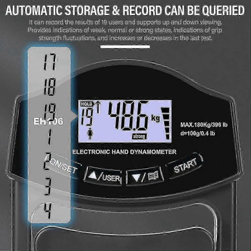 396lbs 180kg Digital Hand Dynamometer Grip Strength Meter With Usb Lcd Screen for Hand Strength Testing 1