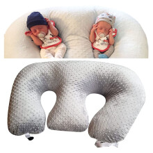 Breastfeeding Pillow for Pregnant Women, Large Twin E Support Pillow, Machine Washable Cotton Fabric, Removable Grey Cover