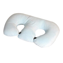 Multifunctional Twin Nursing Pillow - Cotton Maternity Support Cushion, Machine Washable, Anti-Spill Milk, Blue