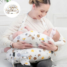 Breastfeeding Nursing Pillow 3 in 1 Adjustable Baby Feeding Pillow with Waist Belt, Safety Rail, 100% Cotton Pillowcase