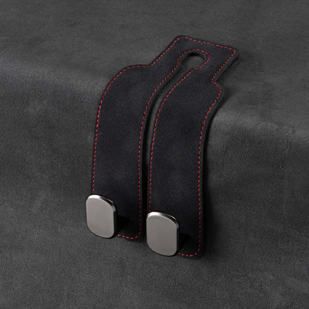 Car Seat Headrest Hooks Leather Back Organizer 360 Rotatable Double Hook For Bags And Purses Black 9189345202605