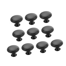 10Pcs Round Stainless Steel Cabinet Drawer Handle-Black S