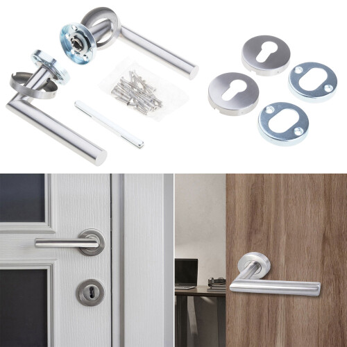 Türdrücker-Set mit Griffen und verdecktem Schlüsselloch, 1