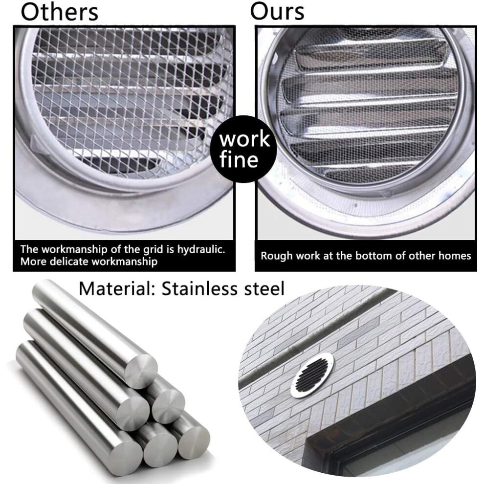 Sleek Air Vents Cover, Stainless Steel Louvered Grille With Fly Screen Mesh For Modern Home Ventilation 9048212295808